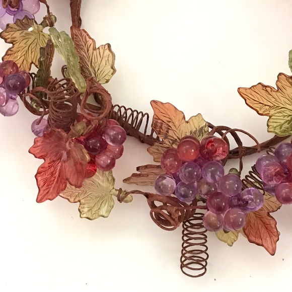 Candle Ring Wreath Fall Table Centerpiece Leaves Grapes Thanksgiving Fall Decor - Picture 5 of 16